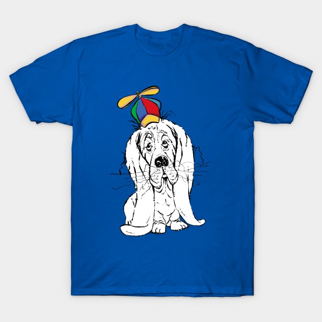 Cute Droopy Basset Hound with a Spinner Hat T-Shirt by obillwon